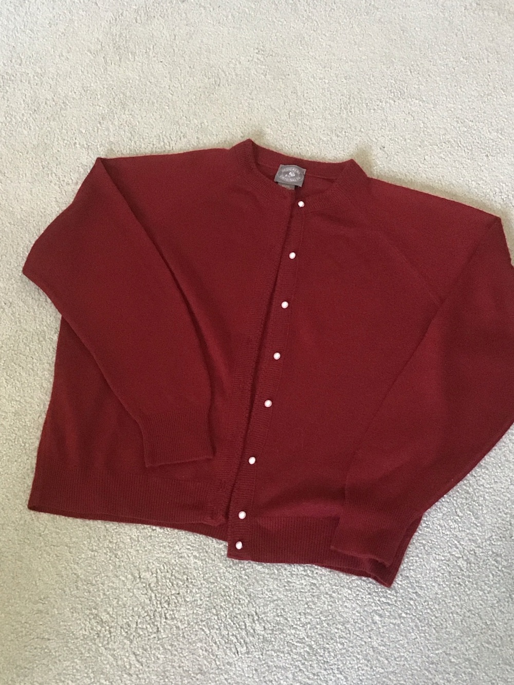 Women’s Red Button-Front Knit Sweater Cardigan